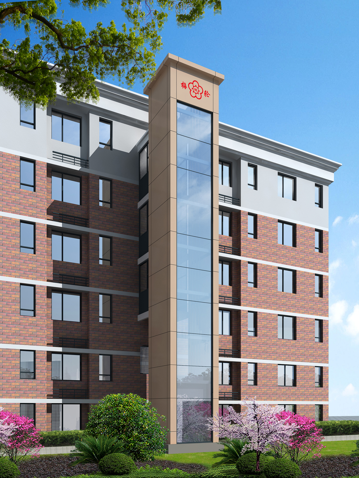 铝合板＋玻璃井道